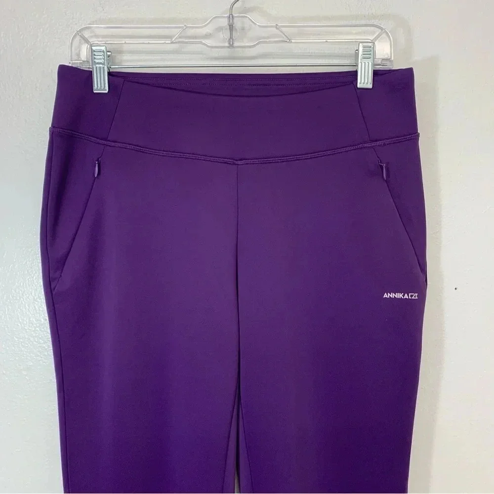 Annika Dry Tech UPF 50 Pants Woman Small Purple Pull On Pockets Golf Travel Work